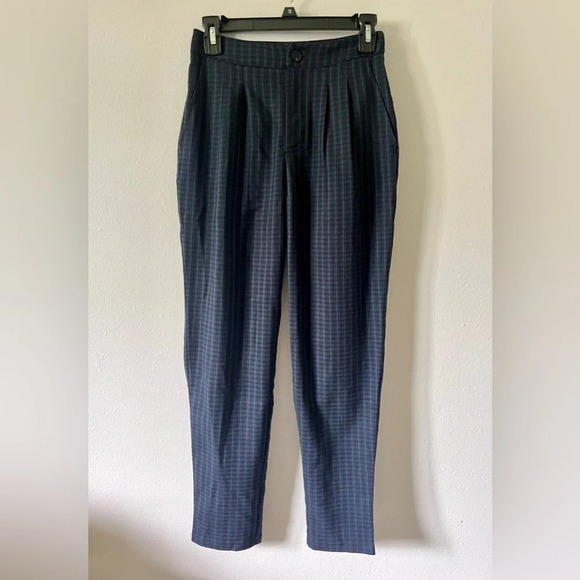 Forever 21 NWT Navy Plaid Woven Trouser Pant - XS - Picture 2 of 3